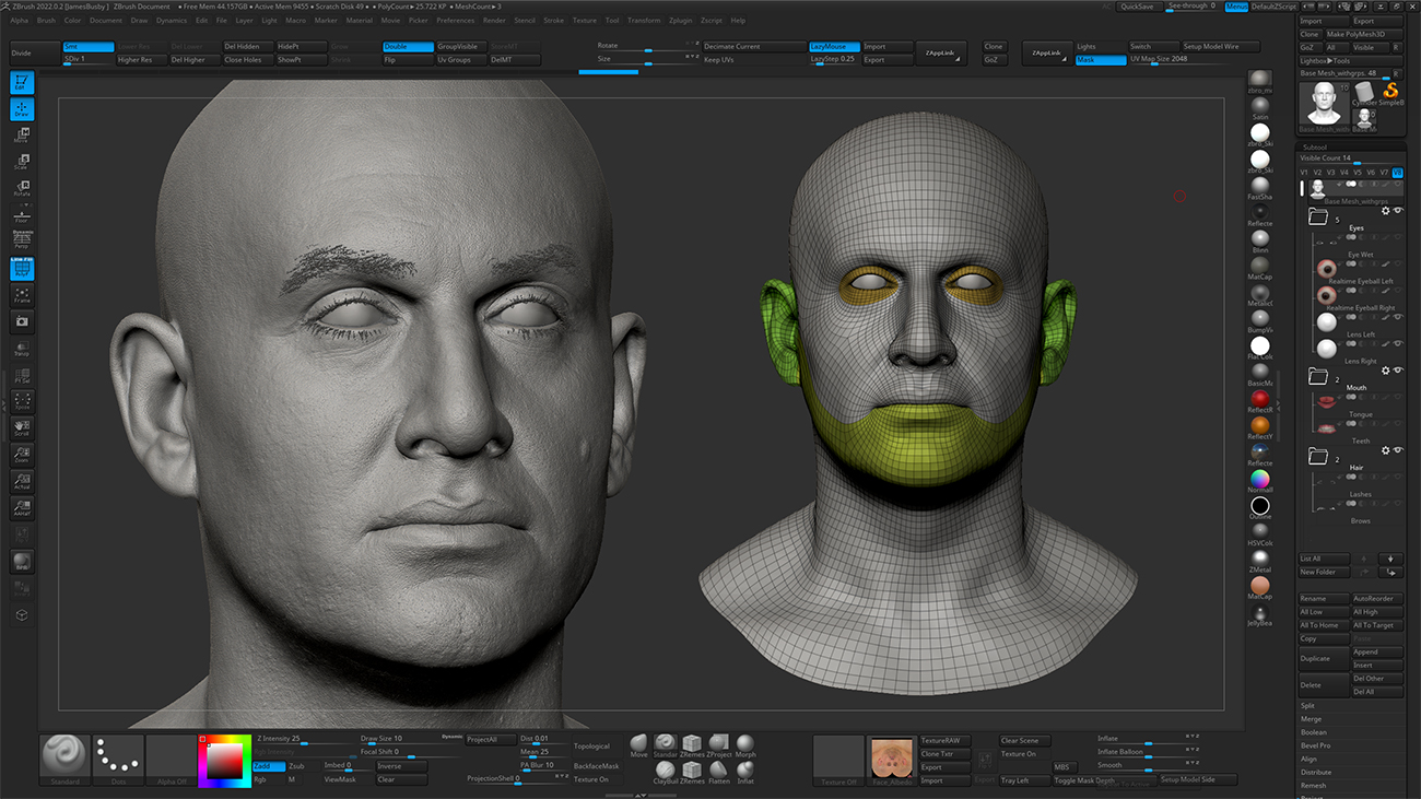 Realistic head sculpt in Zbrush